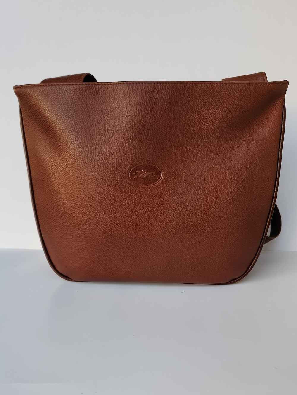 Vintage LONGCHAMP France All-Leather Triple Compartment Hobo Shoulder Bag - Tan